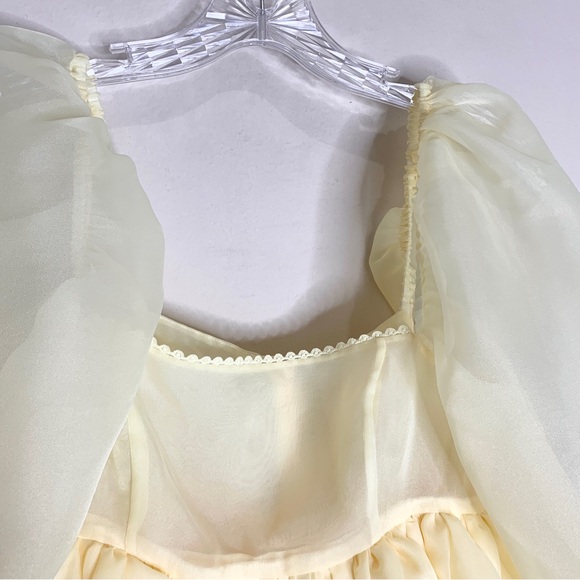 NEW Selkie The Baby Banana Puff Organza Mini Dress Sz XS - Picture 9 of 16